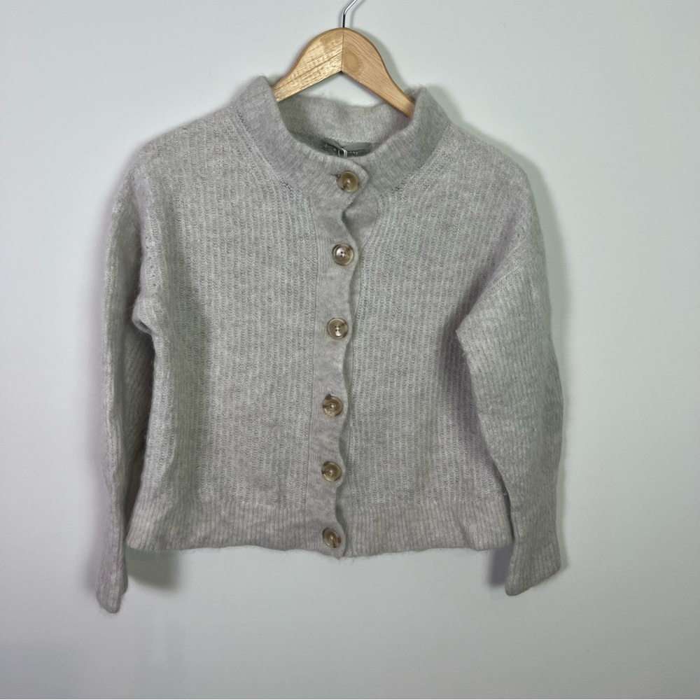 Everlane The Cropped Alpaca Almond Cardigan Sweater